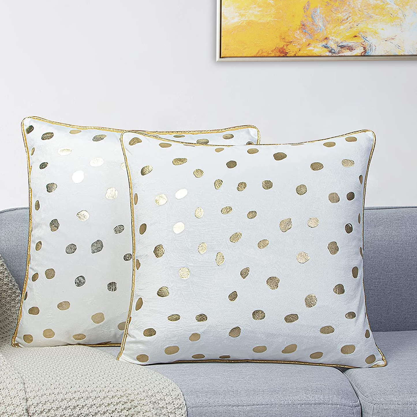 GREAGLE Throw Pillow Covers Cases Soft Gold Stamping Cushion Covers for Living Room