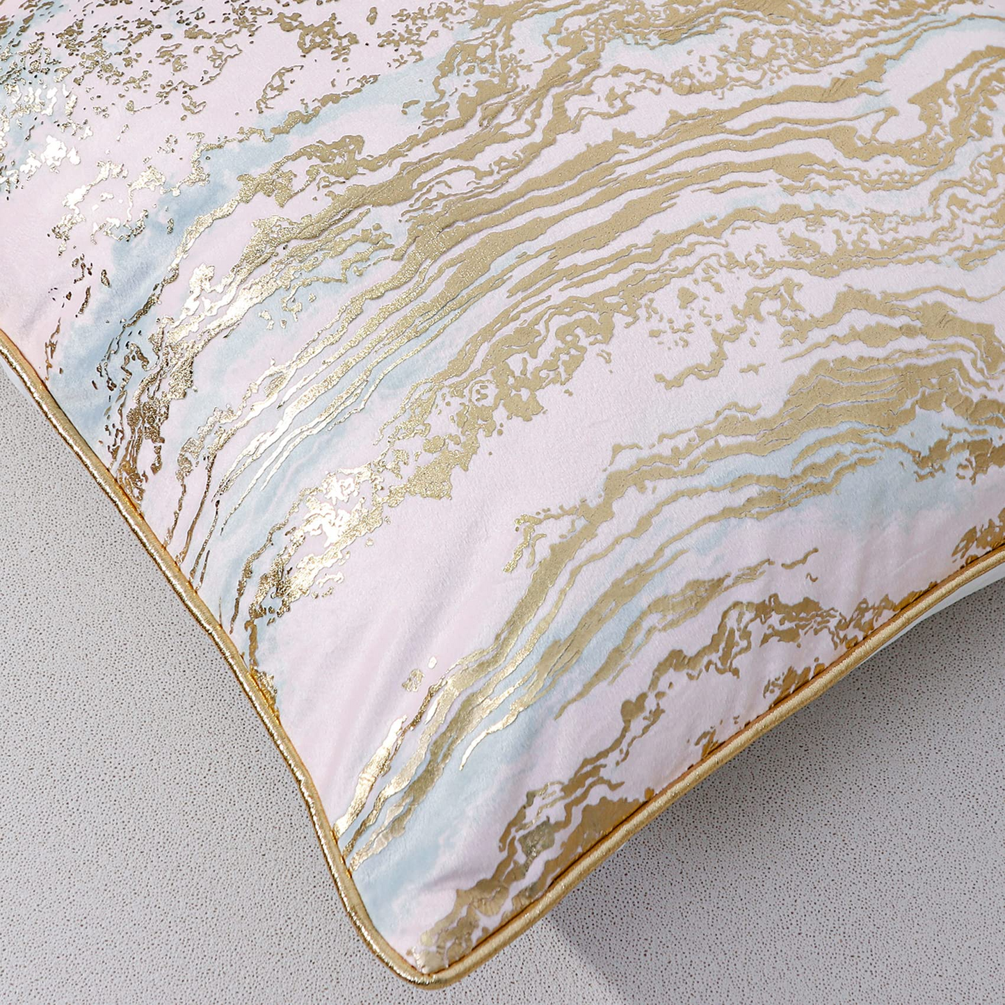GREAGLE Decorative Luxury Velvet Cushion Covers Throw Pillow Covers Cases Soft Pink Gray Gold