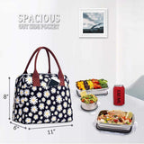 DIIG Daisy Lunch Bags Girls Women Insulated Cooler Tote Box for School Work, Floral