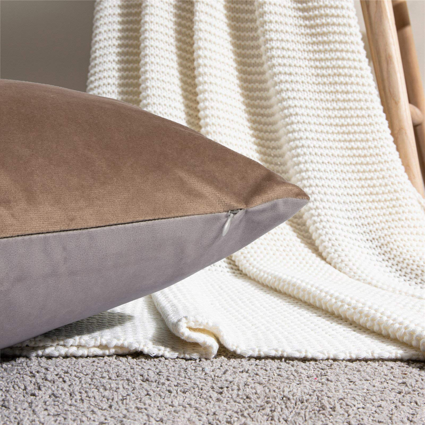 GREAGLE Throw Pillow Covers Soft Gray Cushion Covers for Living Room