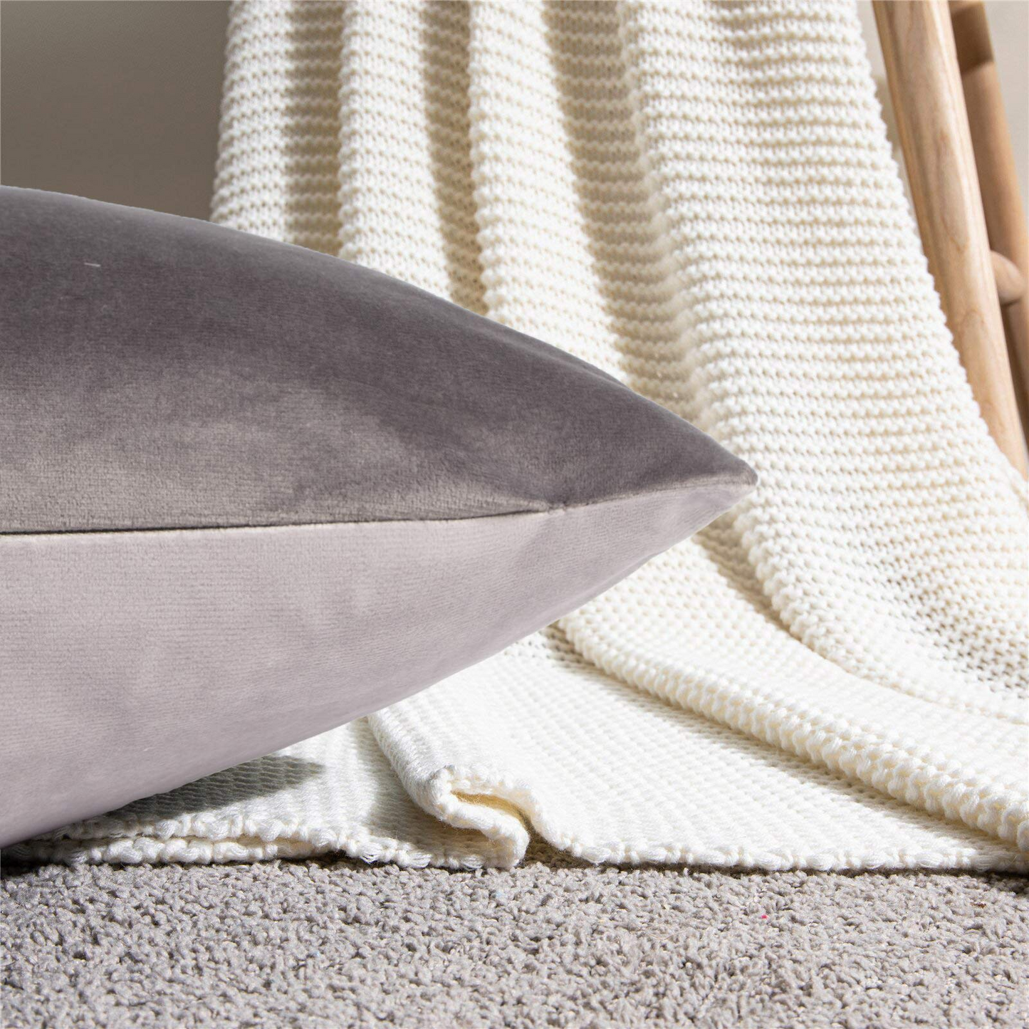 GREAGLE Throw Pillow Covers Soft Gray Cushion Covers for Living Room