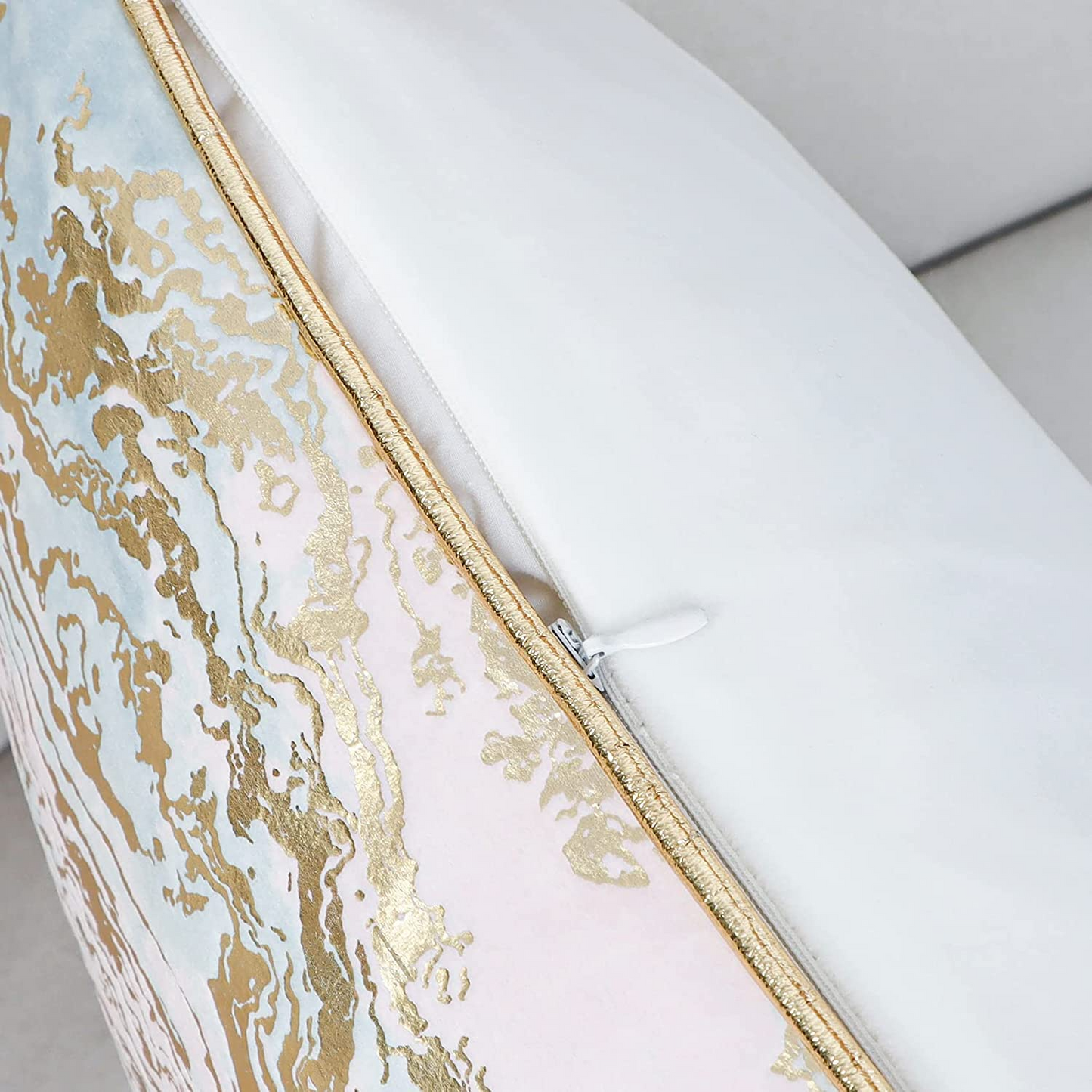 GREAGLE Decorative Luxury Velvet Cushion Covers Throw Pillow Covers Cases Soft Pink Gray Gold