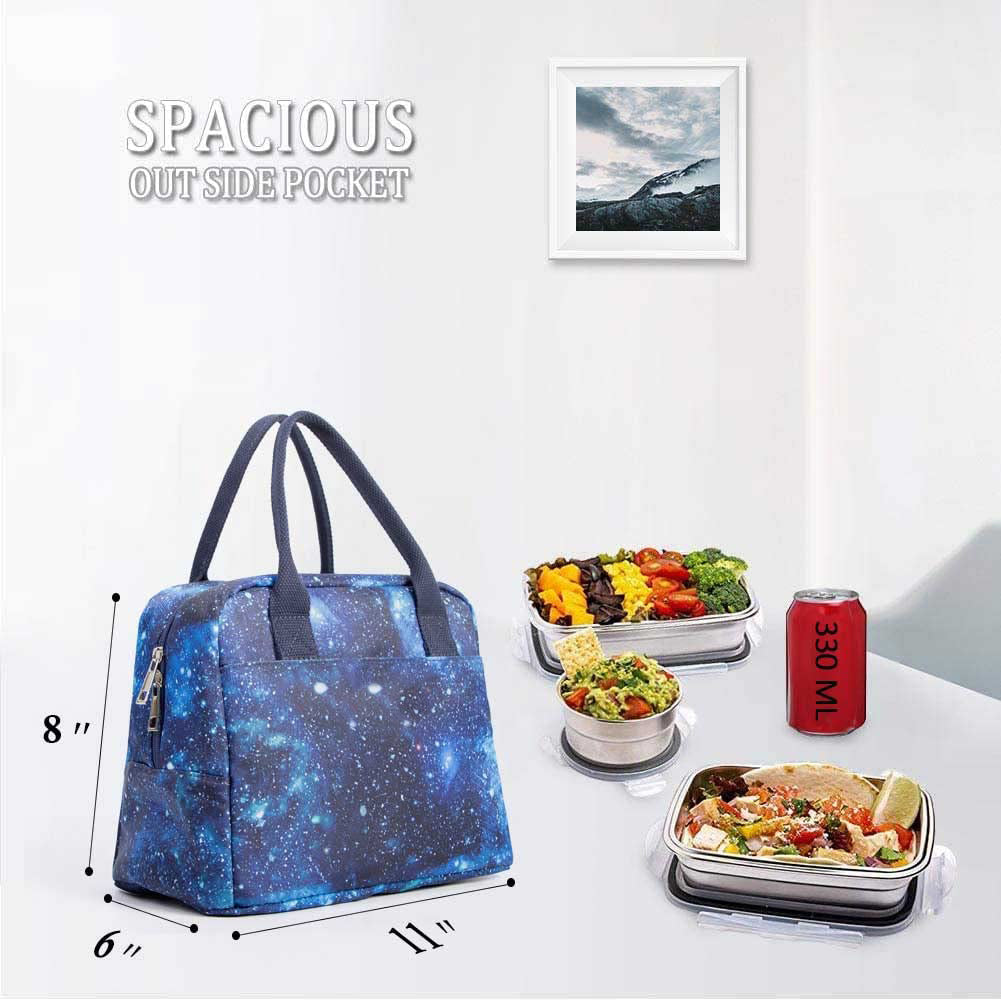 Teen Lunch Bag for Boys Girls, Reusable Insulated Cooler Cute Lunch Tote Box for School Office Work, Printed Sky