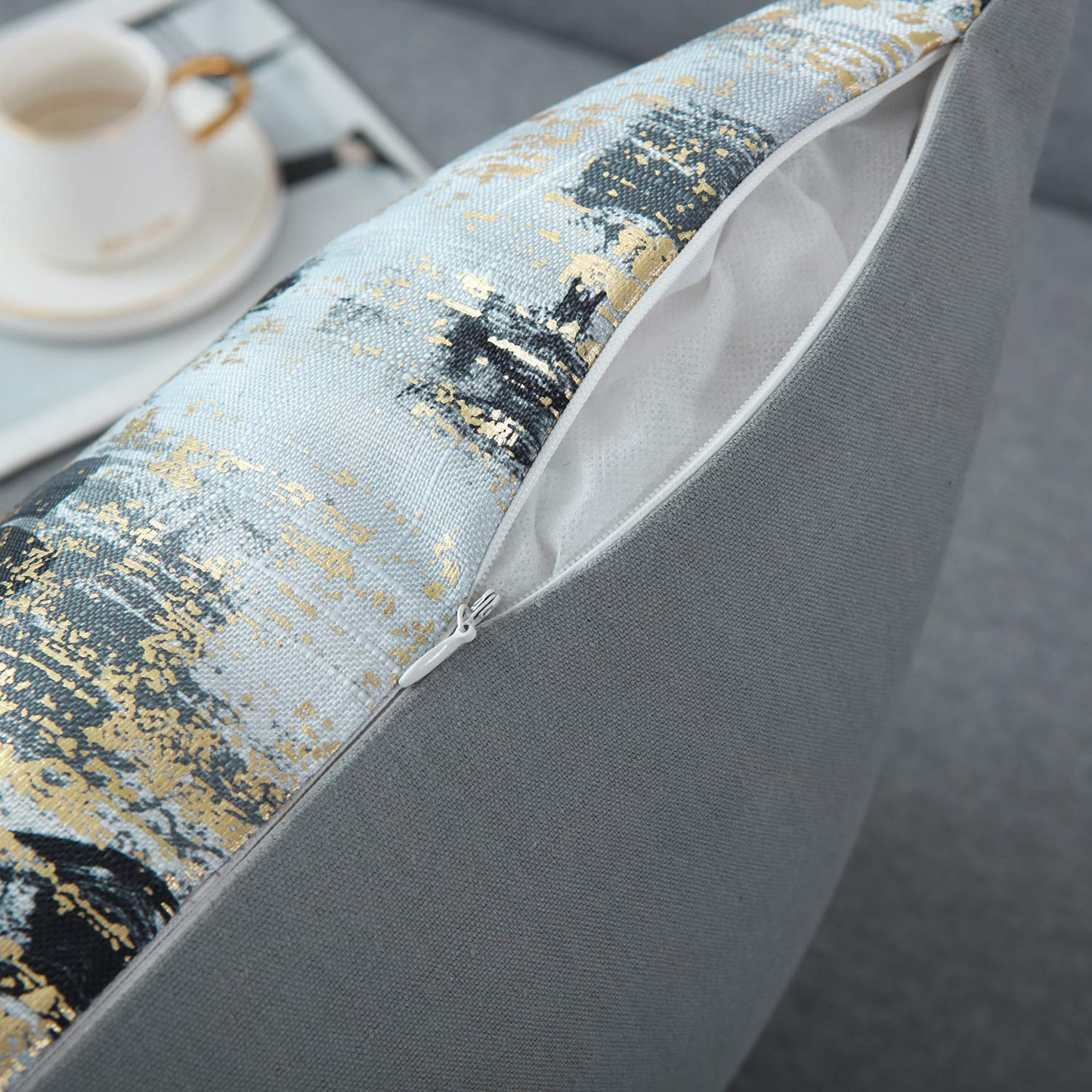 GREAGLE  Cushion Covers Cases Soft Decorative Luxury Cotton Linen Black Gold