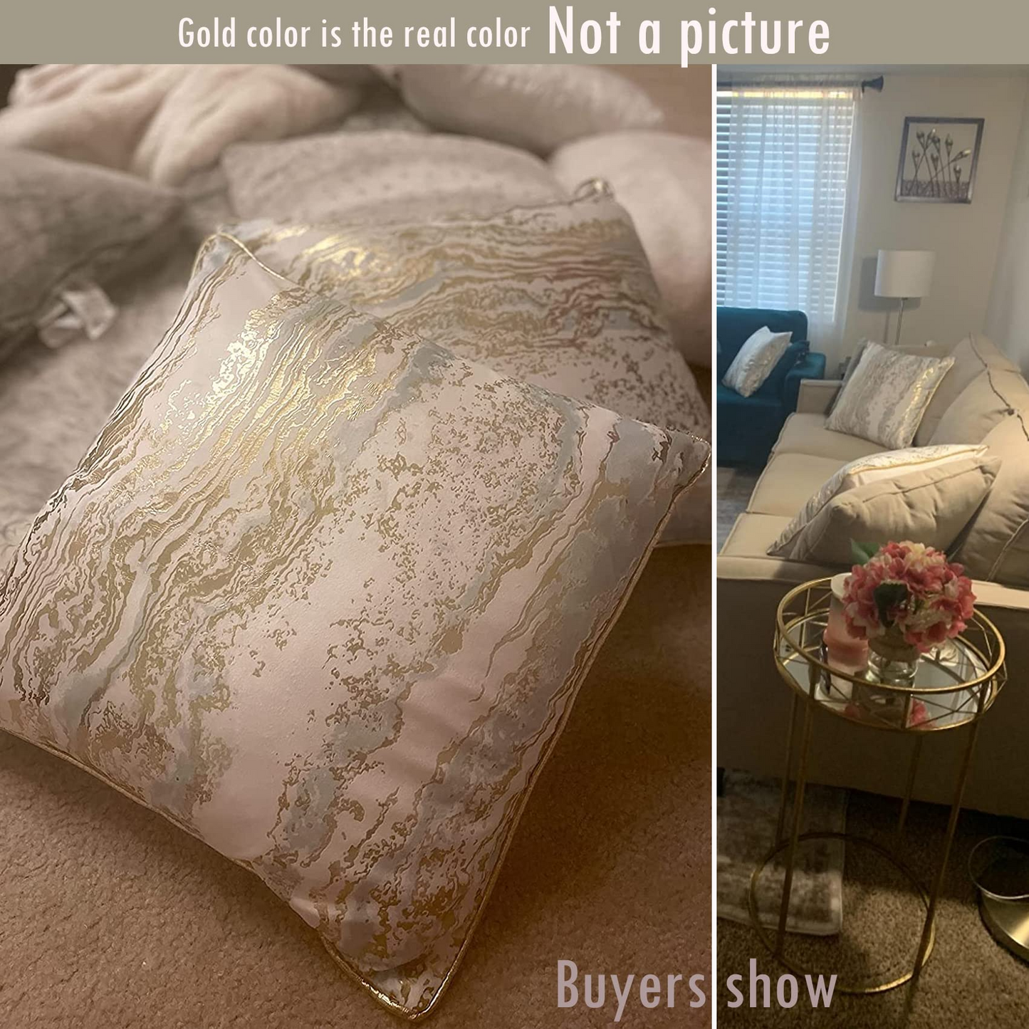 GREAGLE Throw Pillow Covers Cases Pack of 2 Soft Decorative Luxury Velvet White Gold