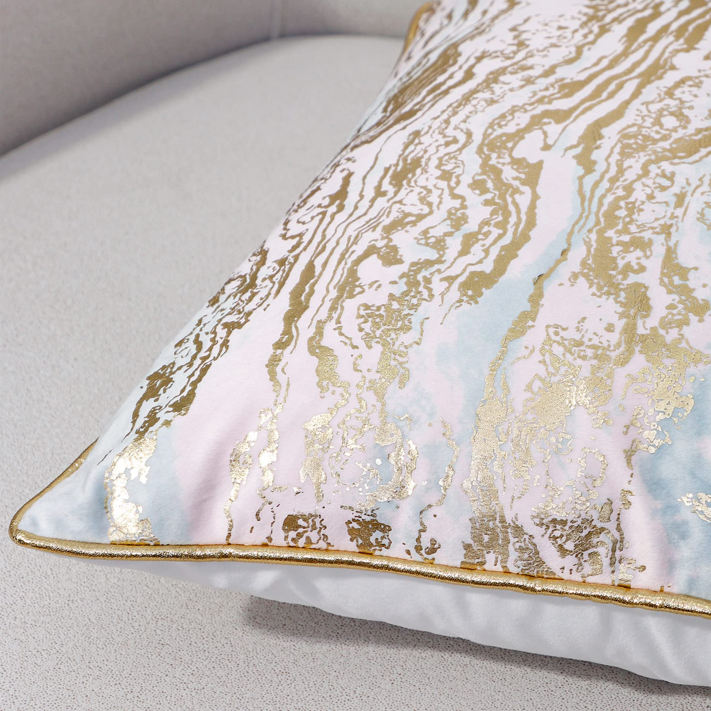 GREAGLE Decorative Luxury Velvet Cushion Covers Throw Pillow Covers Cases Soft Pink Gray Gold