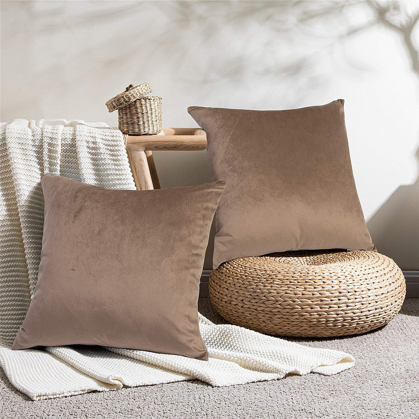 GREAGLE Throw Pillow Covers Soft Gray Cushion Covers for Living Room