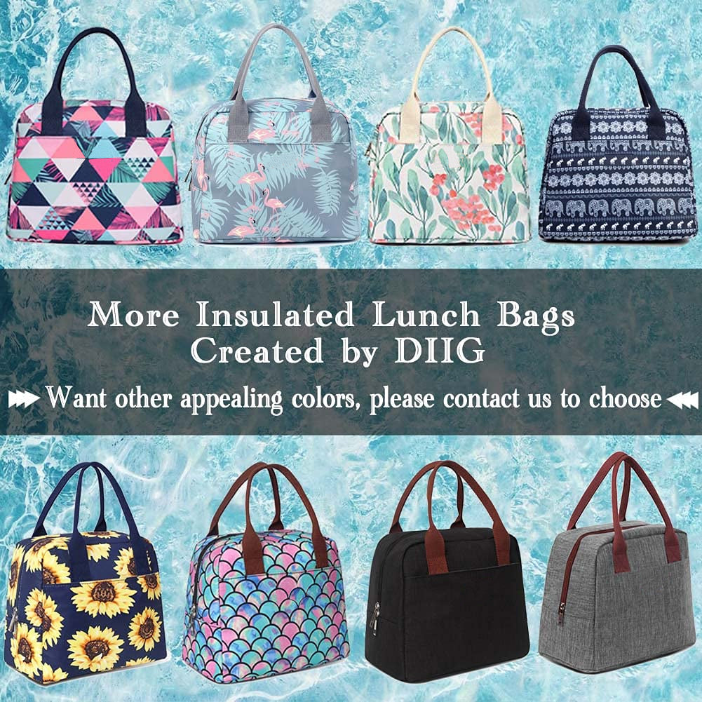 Teen Lunch Bags Girls Women Insulated Cooler Tote Box for School Work, Floral