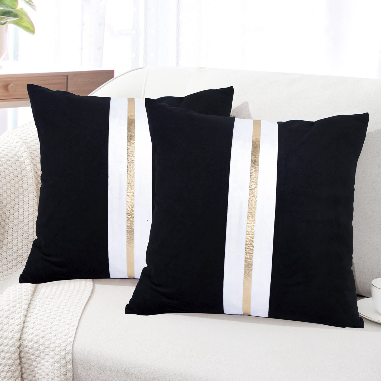 Decorative Throw Pillow Covers Patchwork Pillowcases Square Cushion Covers Pack of 2