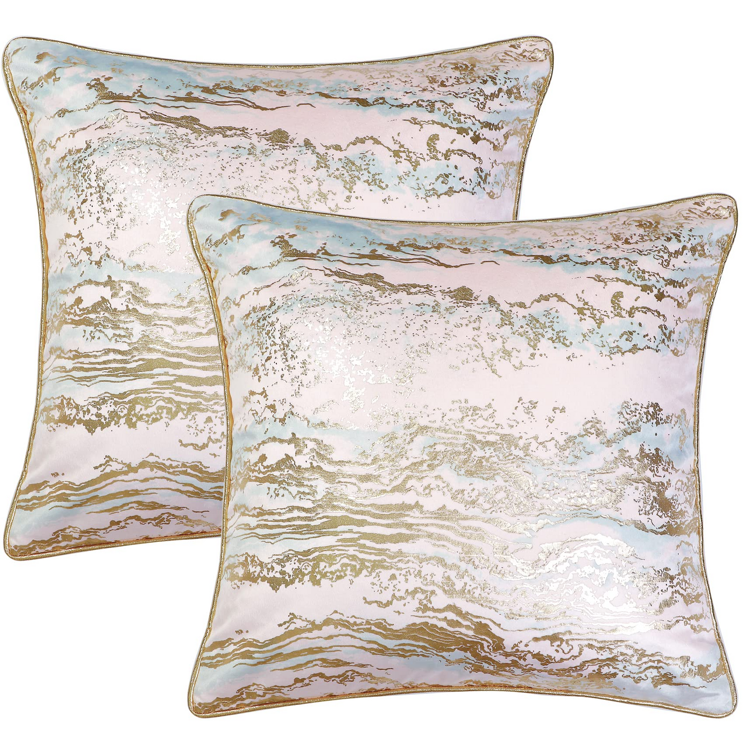 GREAGLE Decorative Luxury Velvet Cushion Covers Throw Pillow Covers Cases Soft Pink Gray Gold