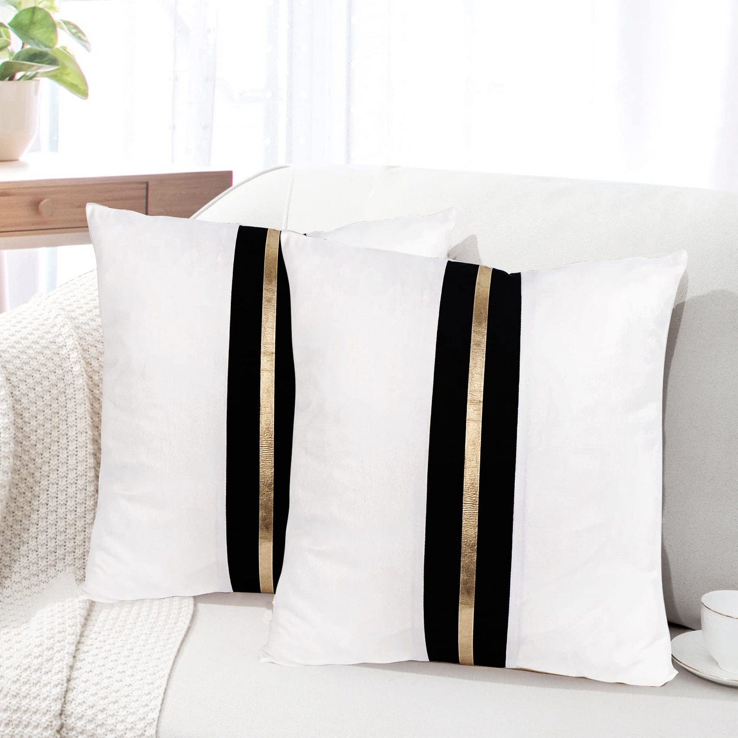 Decorative Throw Pillow Covers Patchwork Pillowcases Square Cushion Covers Pack of 2