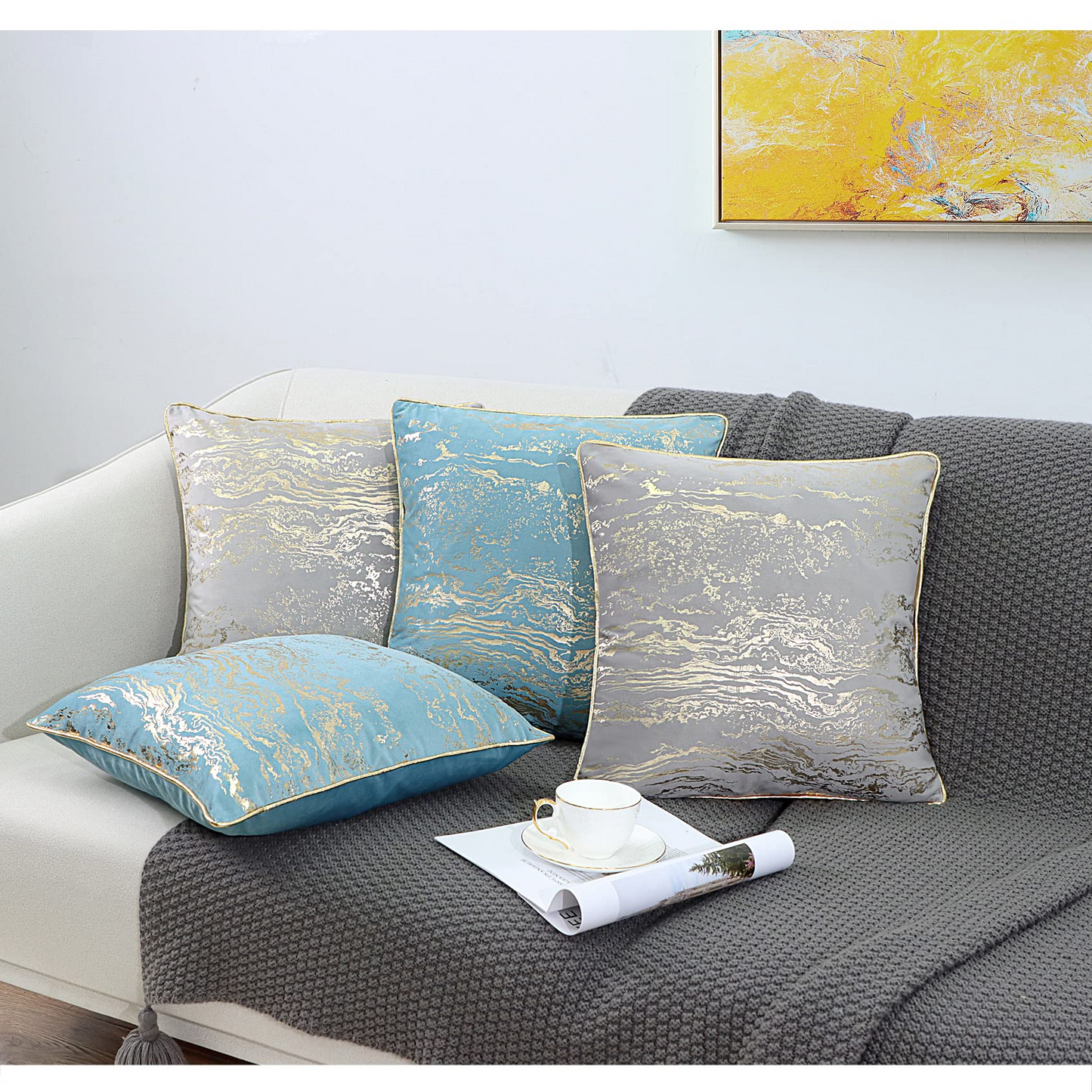 Pillowcases Square Cushion Covers Luxury Modern Pillow Covers for Couch Sofa Bed Living Room Home Decoration