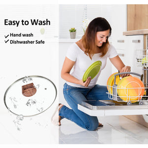 Glass Lid for Frying Pan, Tempered Replacement Cover Compatible with All 12 inches Cookware for Skillets, Round Cast Iron, Cast Aluminium, Stainless Steel Pans &Pots